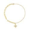 925 Sterling Silver Paper Clip Chain Star Diamond Pendant All Match Fashion Bracelet With Geometric Design And Real Gold Plated Electroplating For Women