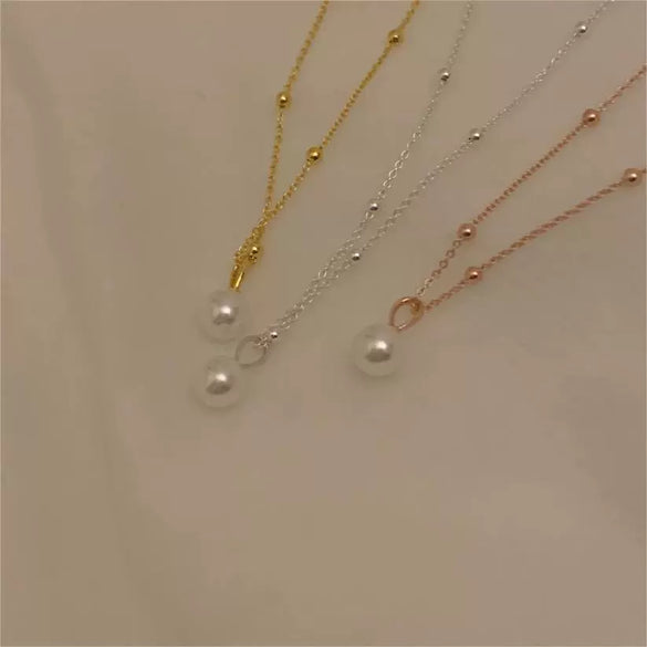 925 Sterling Silver Pearl Geometric Necklace