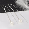 Sterling Silver Pearl Tassel Earrings For Women Simple Geometric Long Ear Line With Micro Inlay Elegant Fashion Jewelry