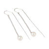 Sterling Silver Pearl Tassel Earrings For Women Simple Geometric Long Ear Line With Micro Inlay Elegant Fashion Jewelry