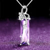 Sterling Silver Plated Four Leaf Clover Amethyst Diamond Ladies Necklace