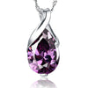 Sterling Silver Plated Four Leaf Clover Amethyst Diamond Ladies Necklace