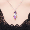Sterling Silver Plated Four Leaf Clover Amethyst Diamond Ladies Necklace