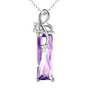 Sterling Silver Plated Four Leaf Clover Amethyst Diamond Ladies Necklace