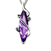 Sterling Silver Plated Four Leaf Clover Amethyst Diamond Ladies Necklace