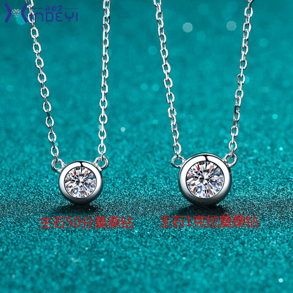 Sterling Silver Plated Pt950 Gold Necklace With Moissanite Bubble Pendant Electroplating Cross Flower Chain For Women