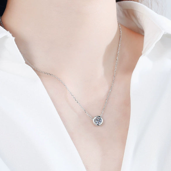 Sterling Silver Plated Pt950 Gold Necklace With Moissanite Bubble Pendant Electroplating Cross Flower Chain For Women