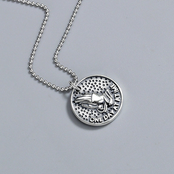 Sterling Silver 925 Prayer Hand Pendant Necklace Geometric Style Electroplated Unisex