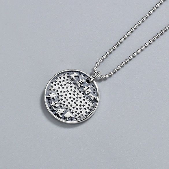Sterling Silver 925 Prayer Hand Pendant Necklace Geometric Style Electroplated Unisex