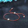 Sterling Silver Red Rope Geometric Style Diamond Minimalist Unisex Women's Bracelet Diy Accessories Jewelry