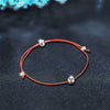 Sterling Silver Red Rope Geometric Style Diamond Minimalist Unisex Women's Bracelet Diy Accessories Jewelry