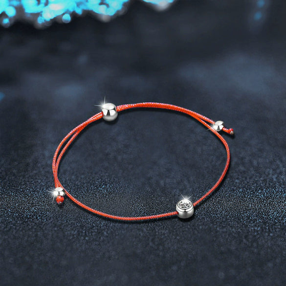 Sterling Silver Red Rope Geometric Style Diamond Minimalist Unisex Women's Bracelet Diy Accessories Jewelry
