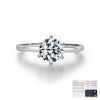 Sterling Silver Rhodium Plated Glam Luxurious Shiny Inlay Round Moissanite Rings