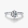 Sterling Silver Rhodium Plated Glam Luxurious Shiny Inlay Round Moissanite Rings