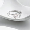 Sterling Silver Rhodium Plated Glam Luxurious Shiny Inlay Round Moissanite Rings