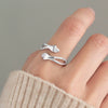 Sterling Silver Rhombus Cut Out Hug Ring With Diamonds