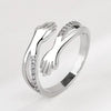 Sterling Silver Rhombus Cut Out Hug Ring With Diamonds