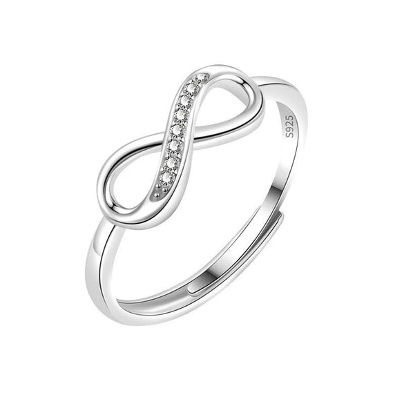 Sterling Silver Ring With Letters Numbers Text Pattern And Diamond Design