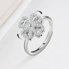 Sterling Silver Rotating Clover Ring For Women Electroplated Adjustable Open Band Anxiety Relief Spinner Ring