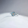 Sterling Silver Rotating Devil Eye Zircon Adjustable Opening Ring Geometric Style Electroplated For Women