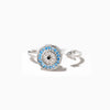 Sterling Silver Rotating Devil Eye Zircon Adjustable Opening Ring Geometric Style Electroplated For Women