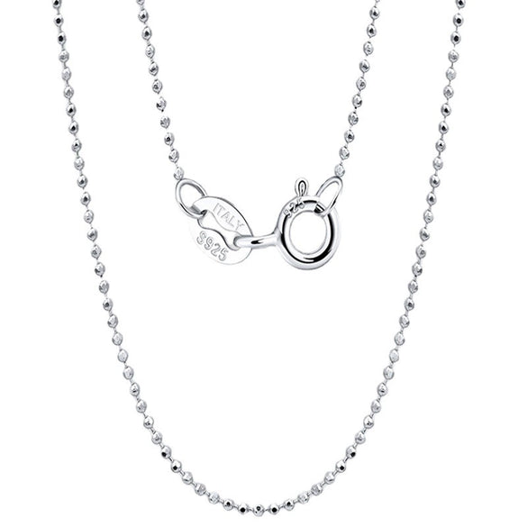 Sterling Silver Round Bead Ball Chain Necklace Simple Geometric Style Unisex Sweater Chain With Electroplated Finish