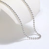 Sterling Silver Round Bead Ball Chain Necklace Simple Geometric Style Unisex Sweater Chain With Electroplated Finish