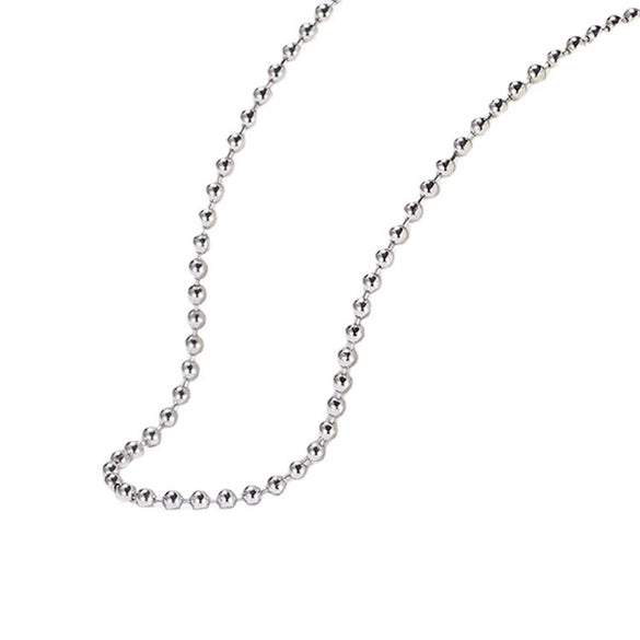 Sterling Silver Round Bead Ball Chain Necklace Simple Geometric Style Unisex Sweater Chain With Electroplated Finish