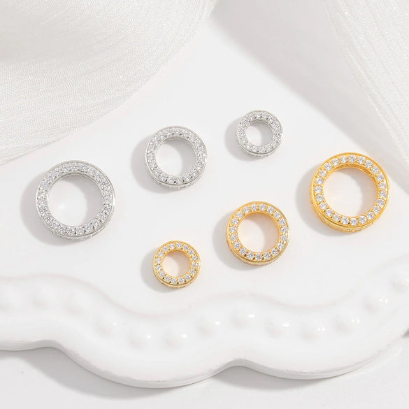 Sterling Silver Round Beads Zirconia Handmade Diy Beaded Jewelry Accessories Bracelet Necklace