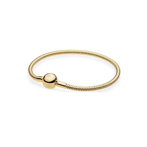 Sterling Silver Round Head Snake Chain Bracelet In Gold And Rose Gold Tones Minimalist Geometric Unisex Jewelry Making Supply