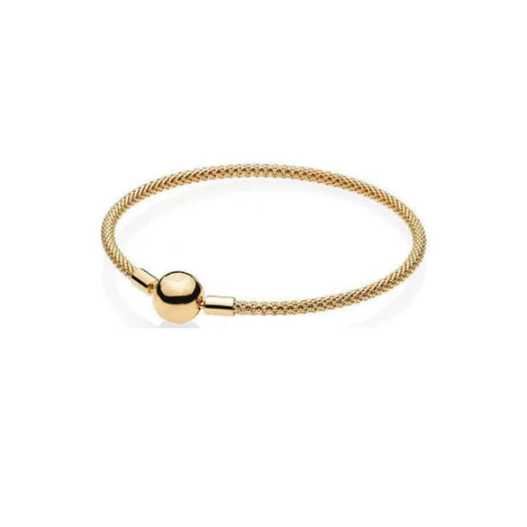 Sterling Silver Round Head Snake Chain Bracelet In Gold And Rose Gold Tones Minimalist Geometric Unisex Jewelry Making Supply