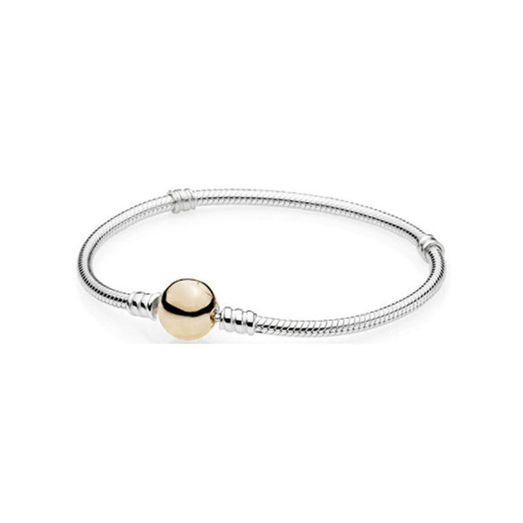 Sterling Silver Round Head Snake Chain Bracelet In Gold And Rose Gold Tones Minimalist Geometric Unisex Jewelry Making Supply