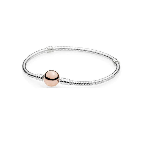 Sterling Silver Round Head Snake Chain Bracelet In Gold And Rose Gold Tones Minimalist Geometric Unisex Jewelry Making Supply