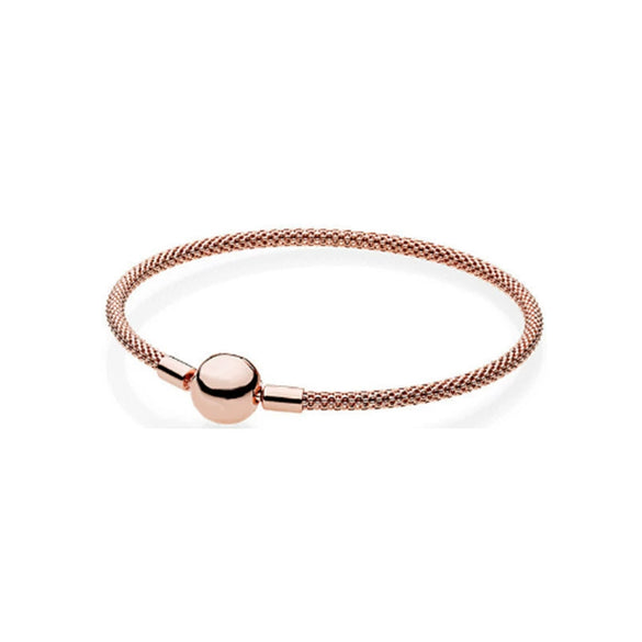 Sterling Silver Round Head Snake Chain Bracelet In Gold And Rose Gold Tones Minimalist Geometric Unisex Jewelry Making Supply