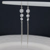 925 Sterling Silver Round Zircon Tassel Earrings For Women Simple Elegant Geometric Leaf Style Light Luxury Drop Earrings