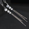 925 Sterling Silver Round Zircon Tassel Earrings For Women Simple Elegant Geometric Leaf Style Light Luxury Drop Earrings