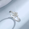 Sterling Silver S925 Women's Ring With Diamond Flower Peach Blossom Design