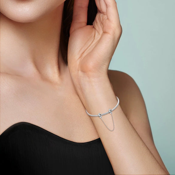 Sterling Silver Safety Chain Diy Jewelry Accessories Bracelet With Dripping Oil Design