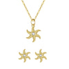 Sterling Silver Sea Star Shape Personality Fashion Jewelry Necklace Earrings Suit