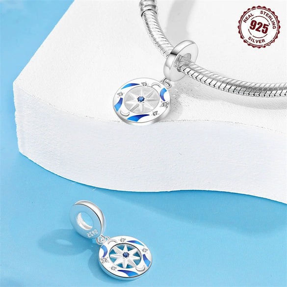 Sterling Silver Seven Awn Star Pendant Dripping Oil Diy Bead Bracelet Charm