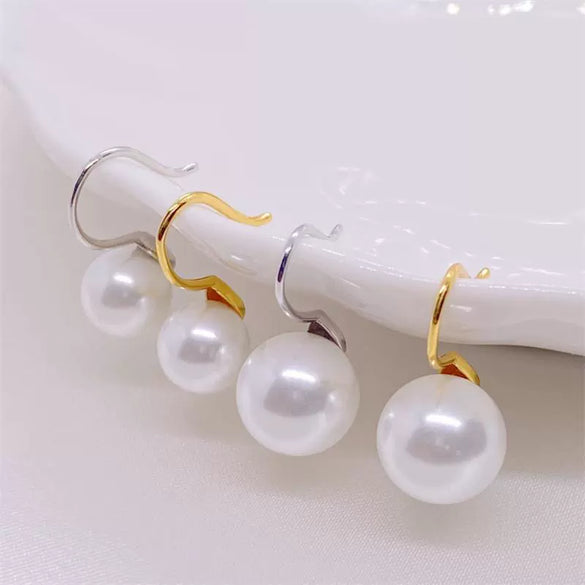 Sterling Silver Shell Pearl Drop Earrings For Women Minimalist Natural Ear Hook Jewelry