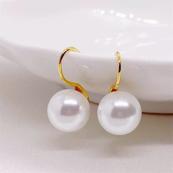 Sterling Silver Shell Pearl Drop Earrings For Women Minimalist Natural Ear Hook Jewelry