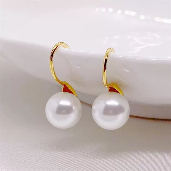 Sterling Silver Shell Pearl Drop Earrings For Women Minimalist Natural Ear Hook Jewelry