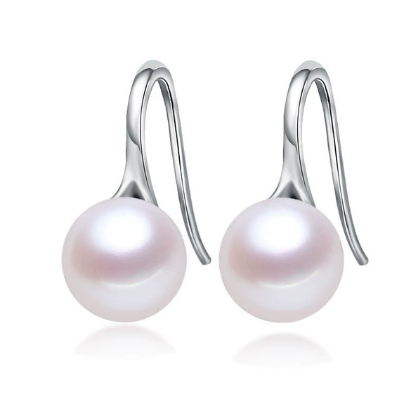 Sterling Silver Shell Pearl Drop Earrings For Women Minimalist Natural Ear Hook Jewelry