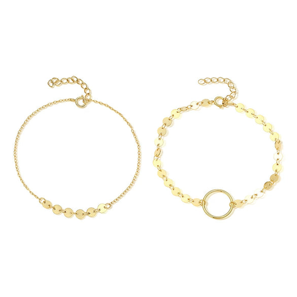 925 Sterling Silver Simple Disc Circle Electroplated Women's Highend Niche Stylish Elegant Versatile Bracelet