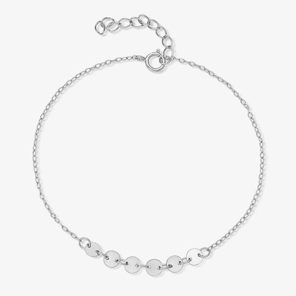 925 Sterling Silver Simple Disc Circle Electroplated Women's Highend Niche Stylish Elegant Versatile Bracelet