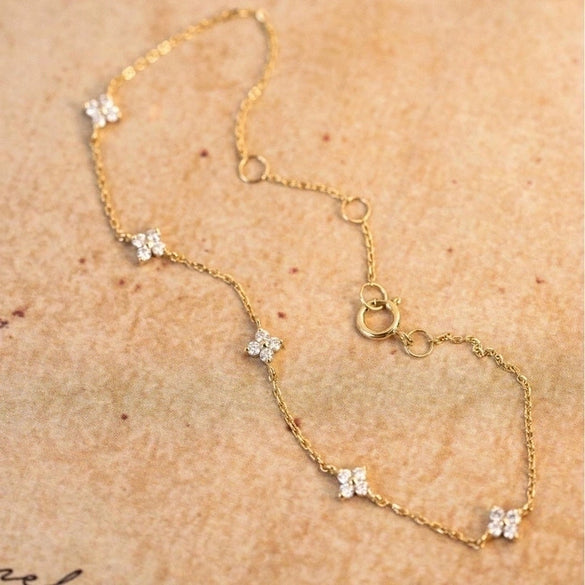 Sterling Silver Simple Style Classic Style Inlay Flower Bracelets