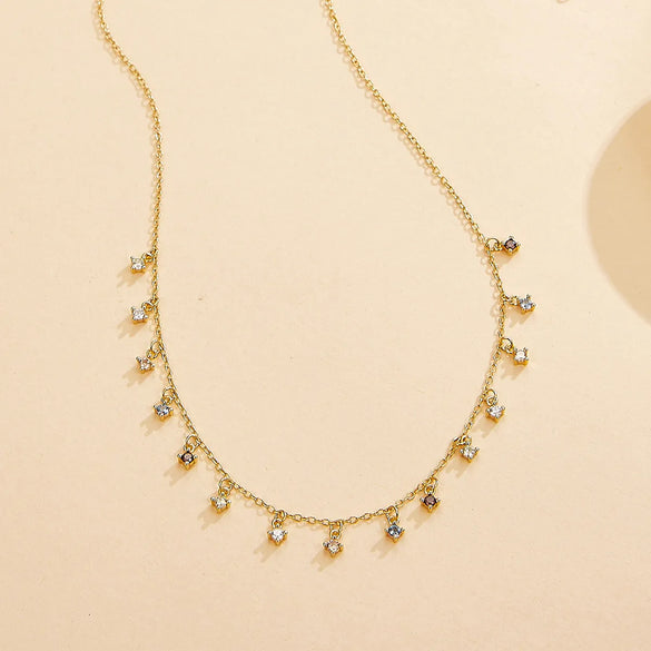 Sterling Silver Simple Style Classic Style Plating Inlay Solid Color Zircon Necklace