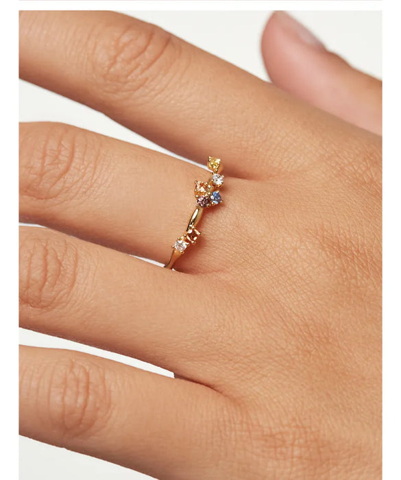 Sterling Silver Simple Style Geometric Plating Inlay Zircon Rings