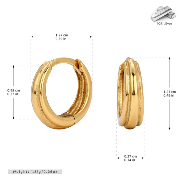 925 Sterling Silver Simple Ushape Electroplated Earrings